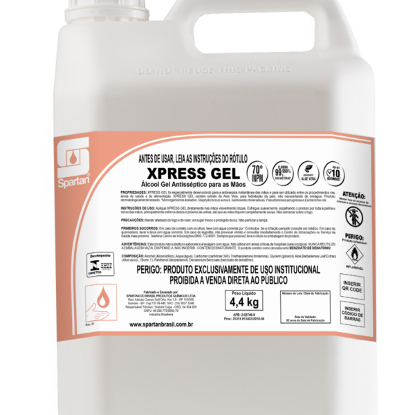Álcool Gel 70% Xpress - 5 Litros - Spartan